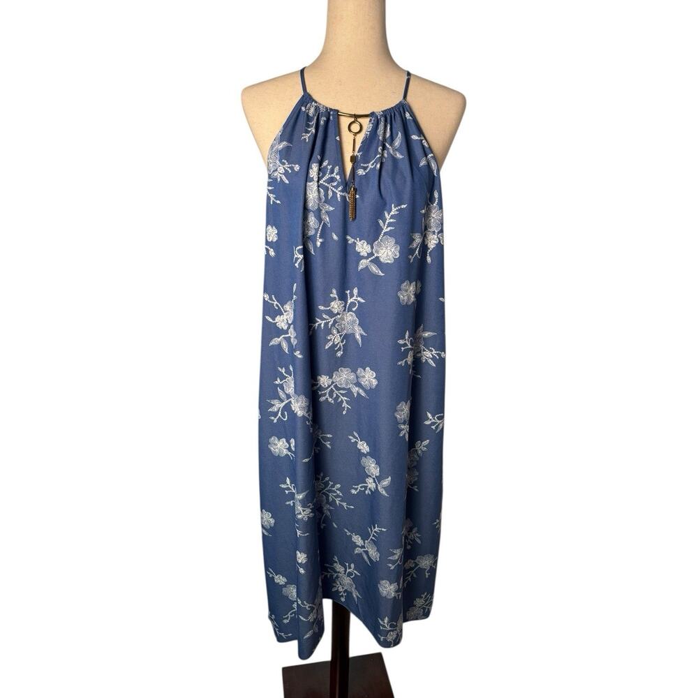 Mlle Gabrielle Women's Large Floral Sleeveless Midi Dress w/ Gold Pendant